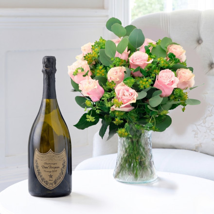 Luxury Pink Roses & Dom Pérignon