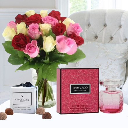 24-48 Mixed Roses, Jimmy Choo Blossom Eau De Parfum (40ml) & 6 Mixed Truffles