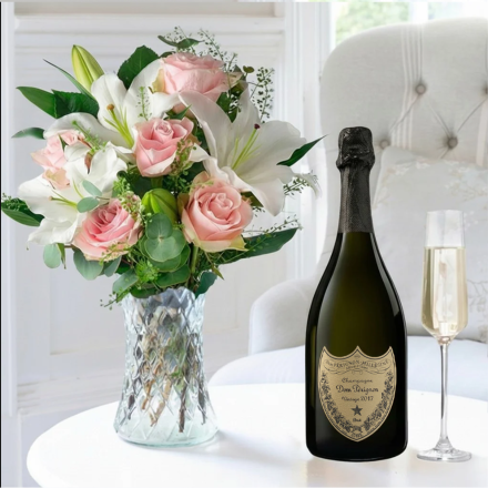 Simply Pink Rose & Lily & Dom Perignon