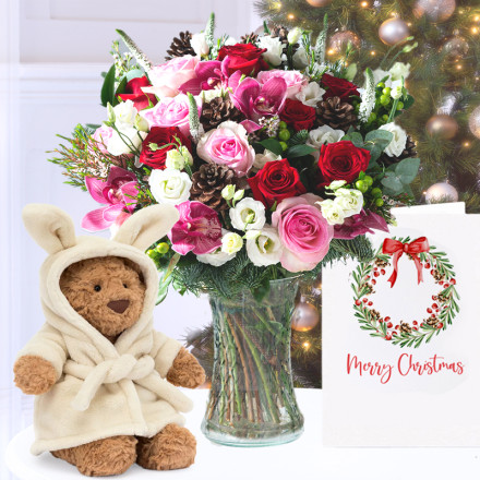 Winter Forest, Jellycat Bartholomew Bear Bathrobe (26cm) & Christmas Card