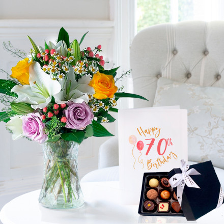 Glaze, 9 Luxury Chocolates & 70th Birthday Card