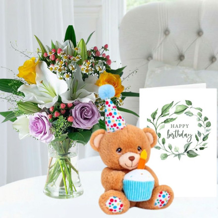 Glaze, Keeleco Happy Birthday Bear (15cm) & Birthday Card
