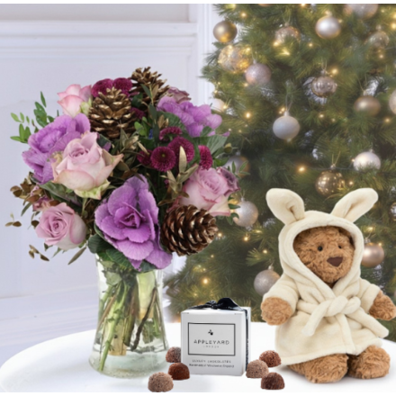 Golden Fig, Bartholomew Bear Bathrobe (26cm) & 6 Mixed Truffles
