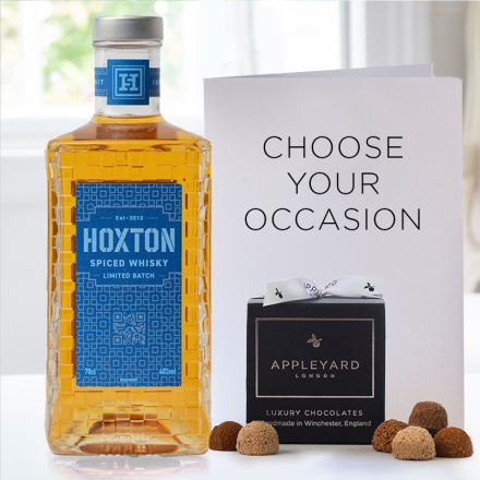 Hoxton Spiced Whisky (70cl), 12 Handmade Chocolate Truffles & Occasion Card