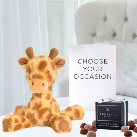 Keels Huggy Giraffe (17cm), 12 Mixed Truffles & Occasion Card