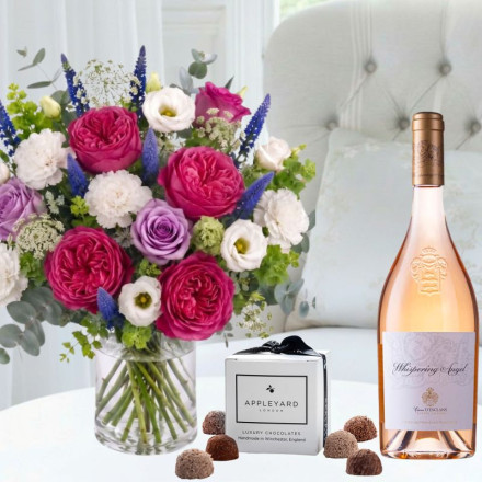 Lilac & Peony Rose, Whispering Angel (75cl) & 6 Mixed Truffles