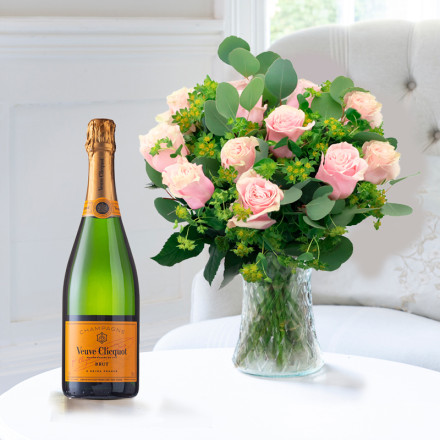 Luxury Pink Roses & Veuve Clicquot
