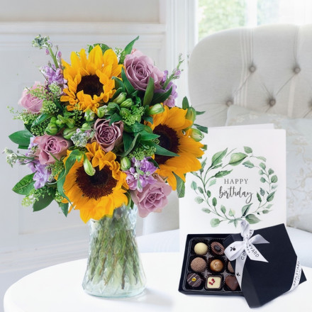Summer Martini, 9 Luxury Chocolates & Birthday Card