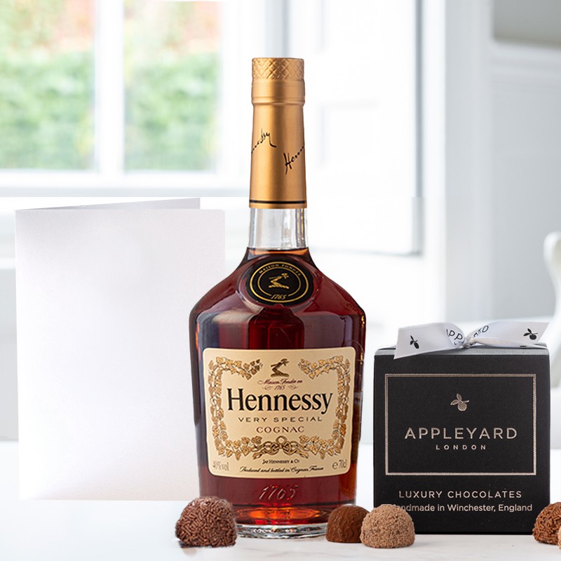 Hennessy (70cl), 12 Handmade Chocolate Truffles & Occasion Card