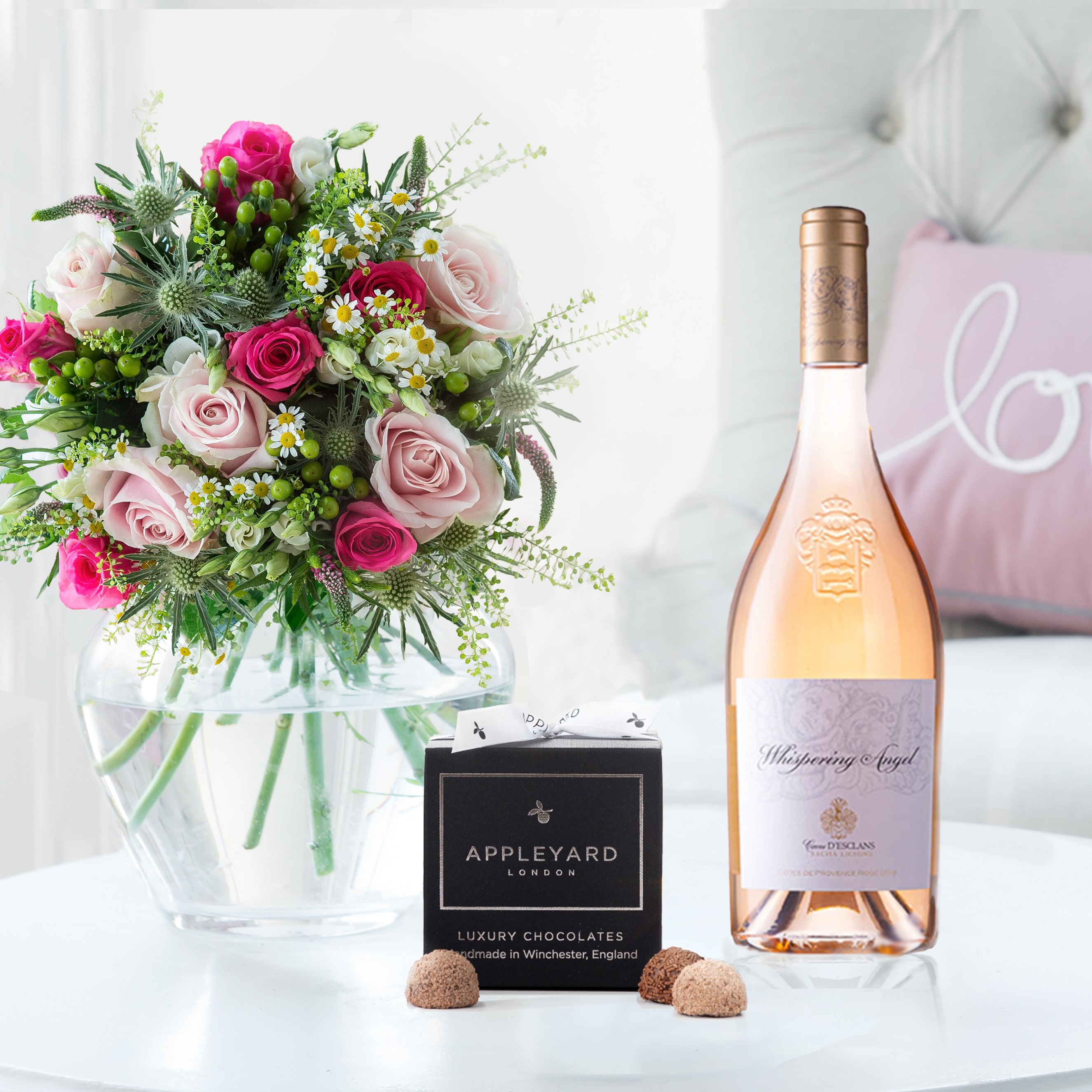 Rose Pearl, Whispering Angel & 12 Mixed Truffles