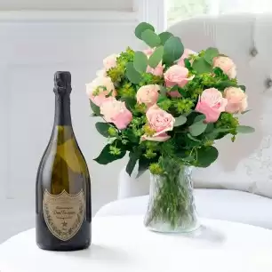 Luxury Pink Roses & Dom Pérignon