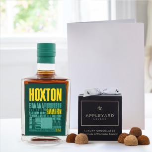 Hoxton Banana Rum (50cl), 12 Handmade Chocolate Truffles & Occasion Card