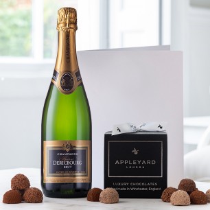 Champagne Dericbourg (75cl), 12 Handmade Chocolate Truffles & Occasion Card