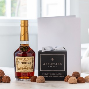 Hennessy Cognac VS Half Bottle, 12 Handmade Chocolate Truffles & Occasion Card