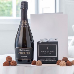 Prosecco Fidora Organic (75cl), 12 Handmade Chocolate Truffles & Occasion Card