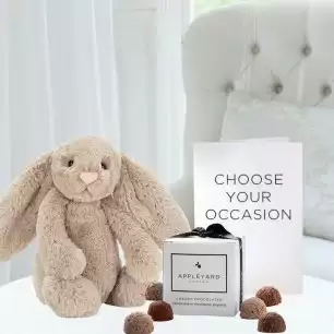 Bashful Beige Bunny (31cm), 6 Mixed Truffles & Card