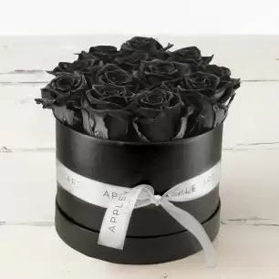 Forever Black Rose Hatbox (Lasts Up to a Year)