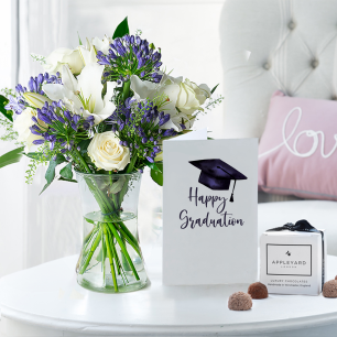 Bluebelle, Vase, 6 Mixed Truffles & Graduation Card