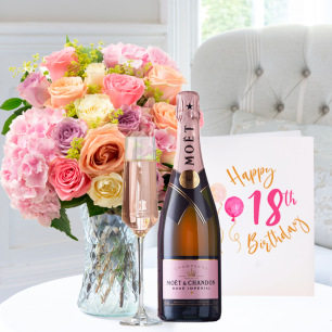 Candy Clouds, Moët Rosé (75cl) & 18th Birthday Card