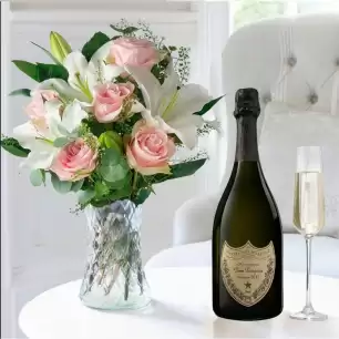 Simply Pink Rose & Lily & Dom Perignon