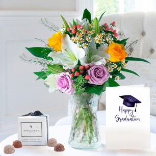 Glaze, Vase, 6 Mixed Trufles & Graduation Card