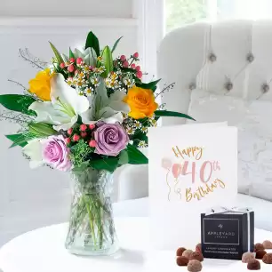 Glaze, 12 Mixed Truffles & 40th Birthday Card