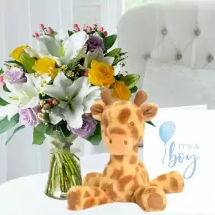 Glaze, Keels Huggy Giraffe (17cm) & New Baby Card
