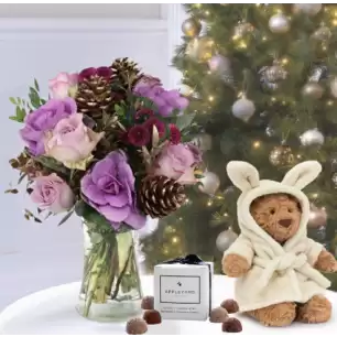 Golden Fig, Bartholomew Bear Bathrobe (26cm) & 6 Mixed Truffles