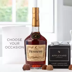 Hennessy (70cl), 12 Handmade Chocolate Truffles & Occasion Card