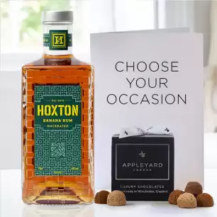 Hoxton Banana Rum (70cl), 12 Handmade Chocolate Truffles & Occasion Card