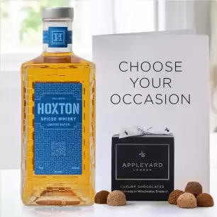Hoxton Spiced Whisky (70cl), 12 Handmade Chocolate Truffles & Occasion Card