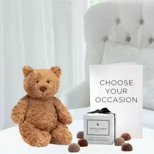 Jellycat Bartholomew Bear Medium (28cm), 6 Mixed Truffles & Occasion Card