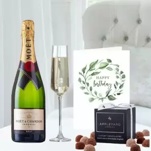 Moët & Chandon Brut Champagne (75cl), 12 Truffles & Birthday Card