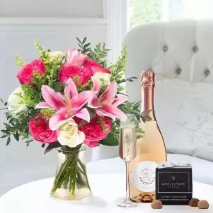 Peony Rose & Lily, Rosé Adalina Prosecco (75cl) & 12 Truffles
