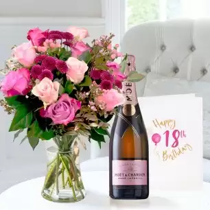 Scented Garden, Moët Rosé (75cl) & 18th birthday card