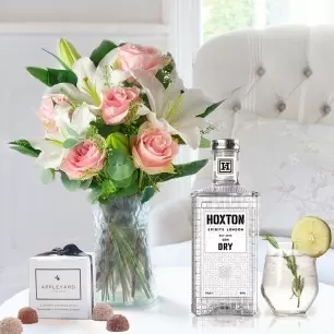 Simply Pink Rose & Lily, Hoxton Dry Gin & 6 Mixed Truffles
