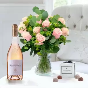 Luxury Pink Roses, Whispering Angel & 6 Mixed Truffles