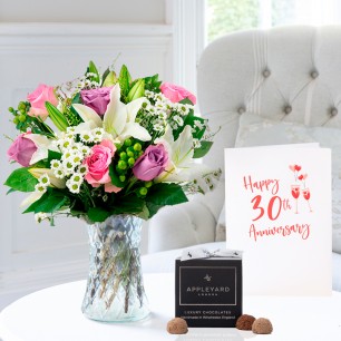 Chantilly, 12 Mixed Truffles & 30th Anniversary Card