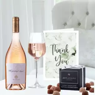 Whispering Angel Rosé Wine (75cl), 12 Truffles & Thank You Card 