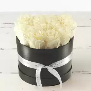 Forever White Rose Hatbox (Lasts Up to a Year)