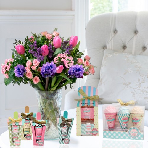 Spring Blossom, Shower Gel & Body Lotion Set, Cupcake Bath Fizzer Set & Hand Cream & Nail File Sets